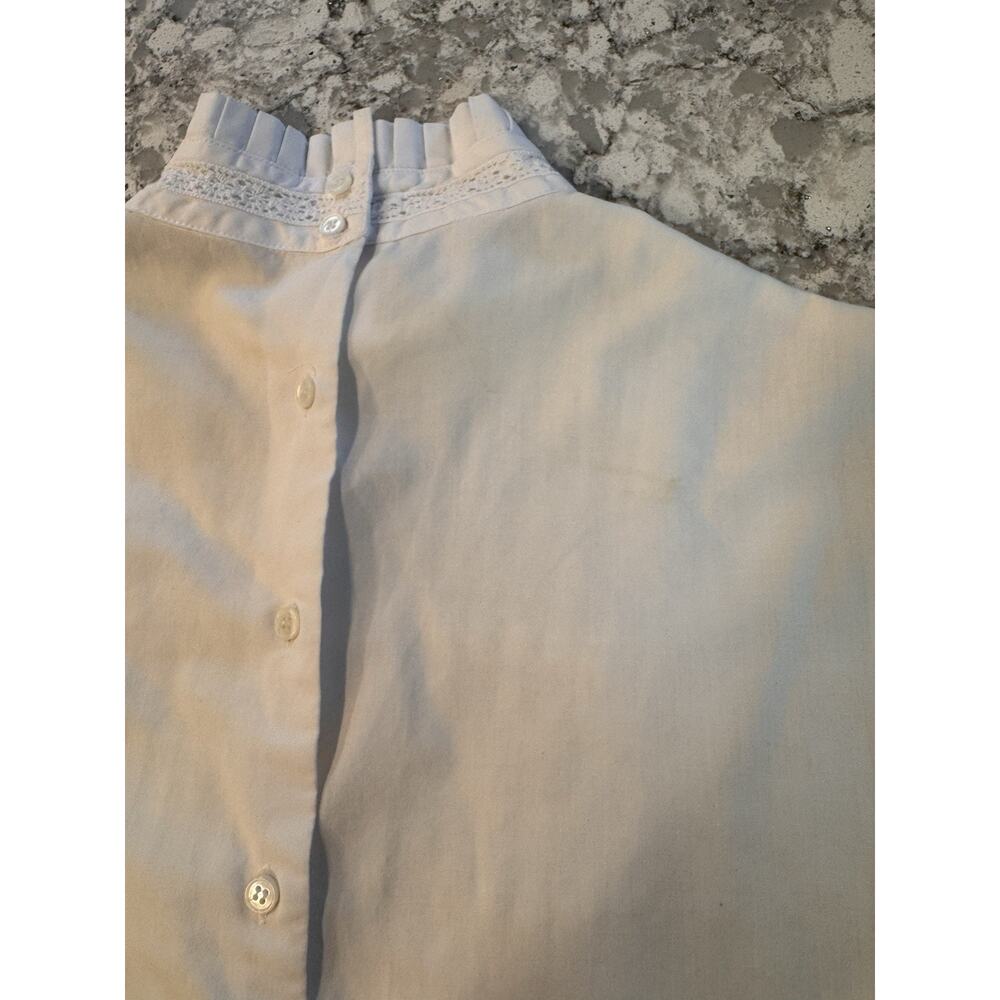 Vintage Orvis Victorian Ruffle Pin-Tuck Lace Blouse S M High Collar, White - Picture 7 of 11